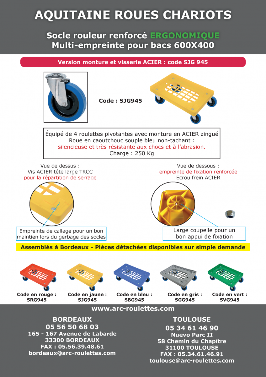 Plateforme de manutention sur 4 roues pivotantes pour cuisines professionnelles à Toulon